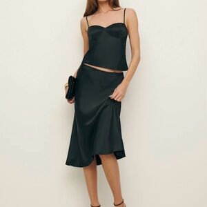 Reformation Sia Silk Two Piece in Black NWT